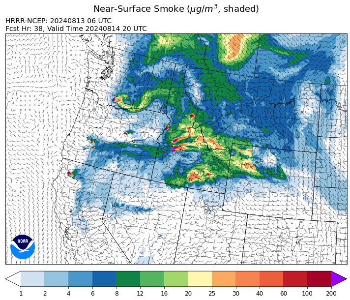 By late Wednesday, the HRRR smoke model shows light smoke covering much of the state, with higher concentrations of smoke over Southwest Montana.